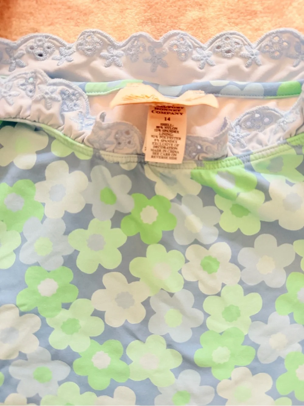 The Beaufort Bonnet Company Blue & Green Floral Lace-Trim Long Sleeve Top